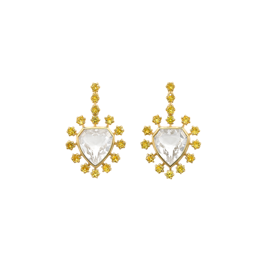 Mini Daystar Yellow Sapphire Rock Crystal Earrings