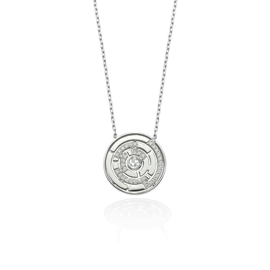 Labyrinth Round Diamond Pendant