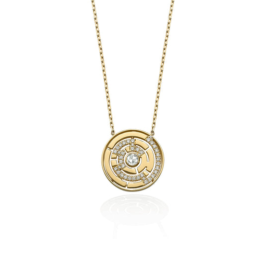 Labyrinth Round Diamond Pendant