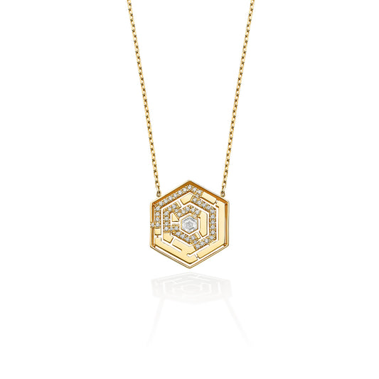 Labyrinth Hexagonal Diamond Pendant