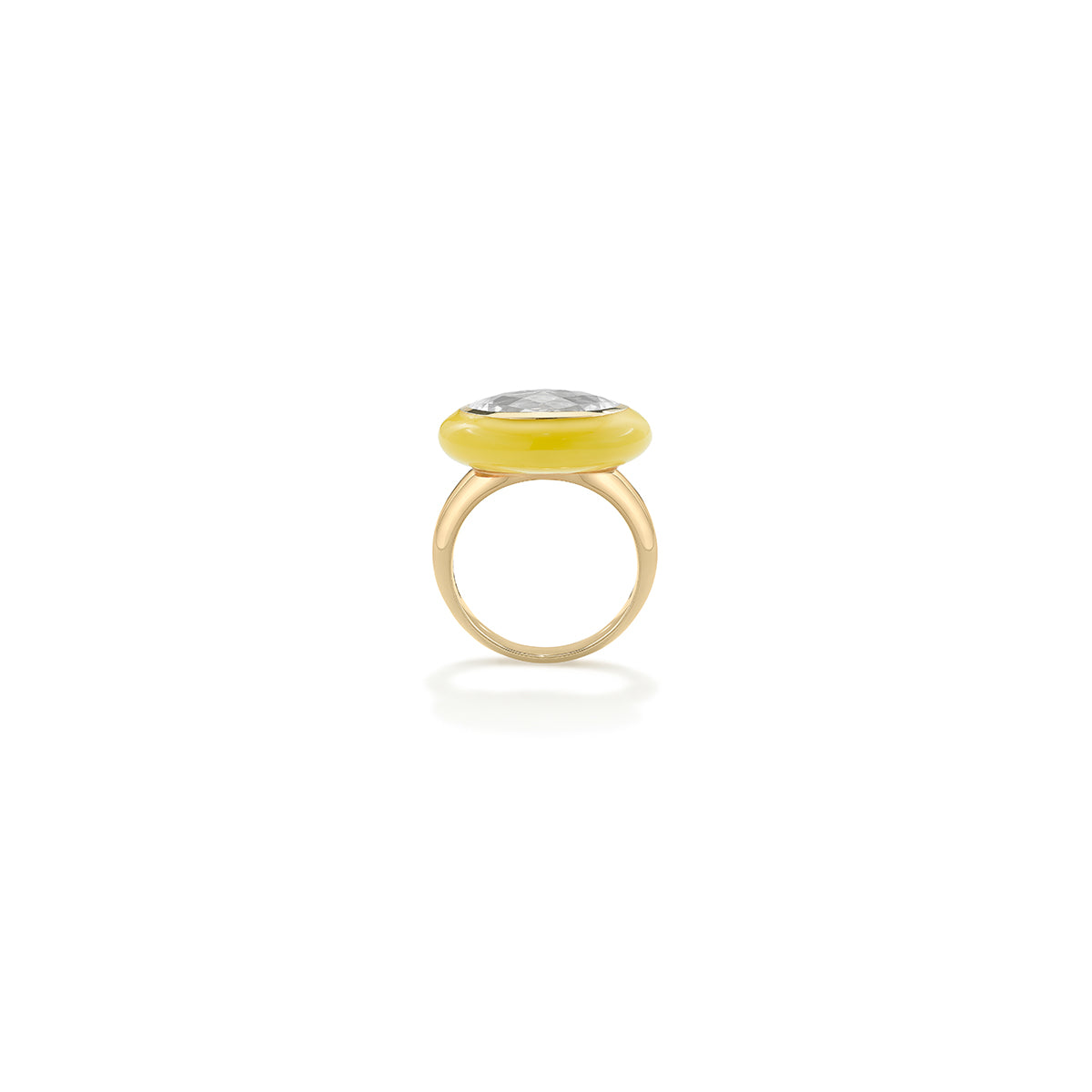 Rock Crystal Yellow Enamel Arena Ring