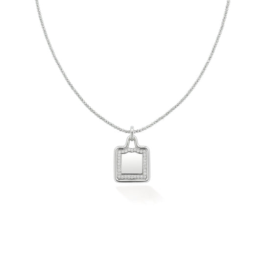 Small Diamond Cipher Tag White Gold