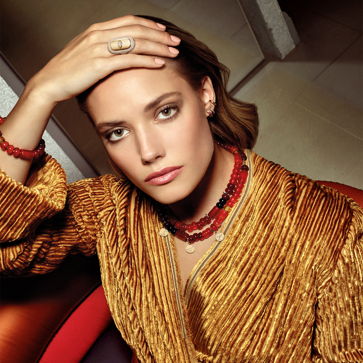 Single Orb Hoop Orange Sapphires Midi