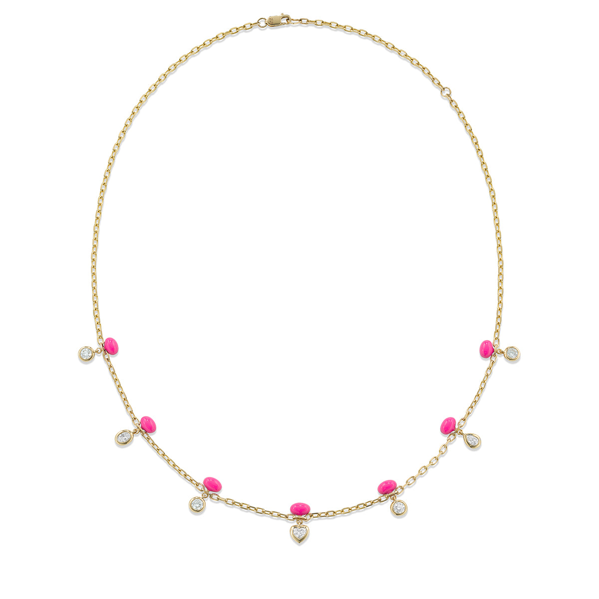 Sputnik Diamond Pink Enamel Necklace