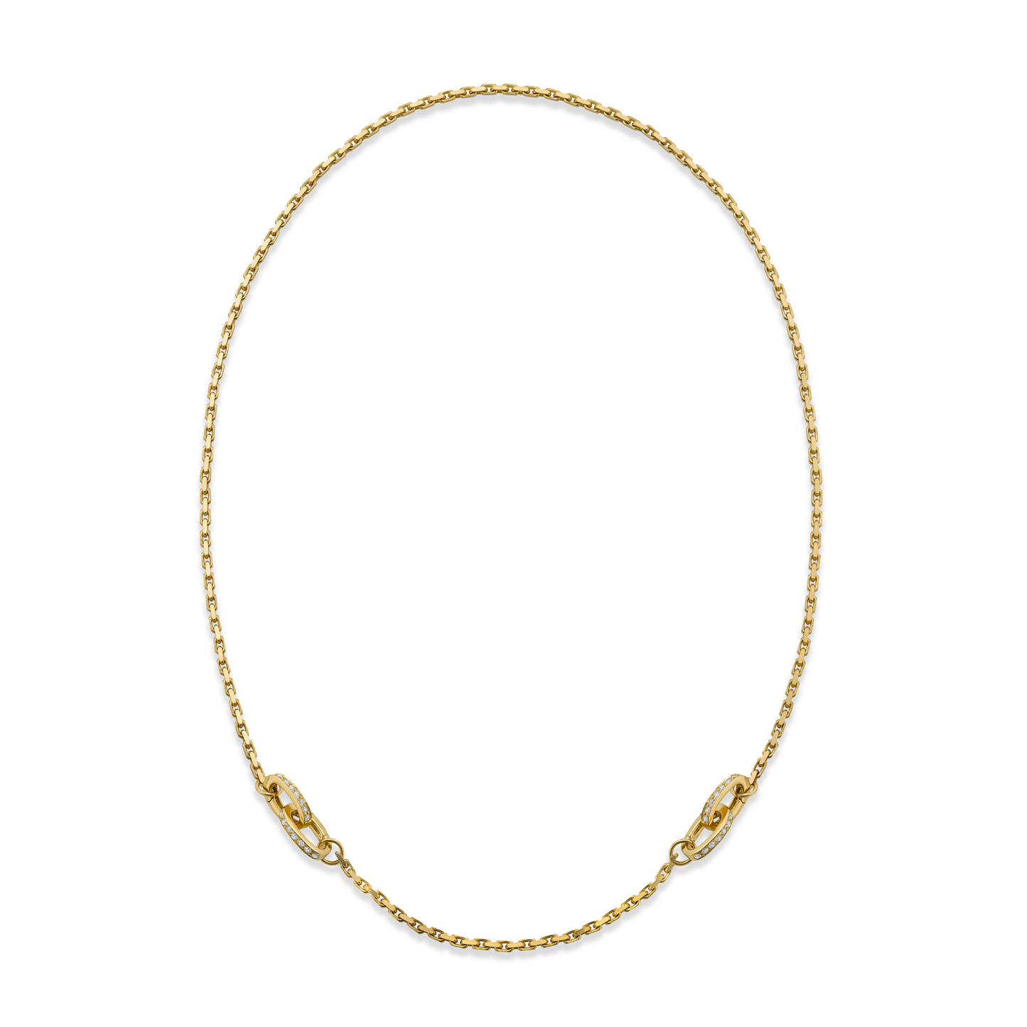 Box Chain with Double Diamond Clasps