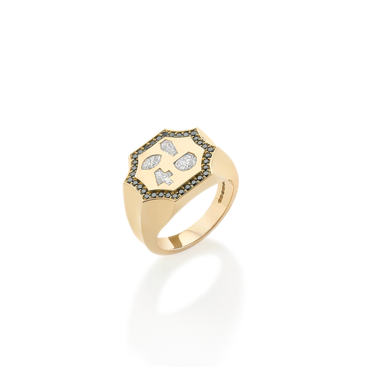 Eye Die 4 U Signet Ring Black Diamond