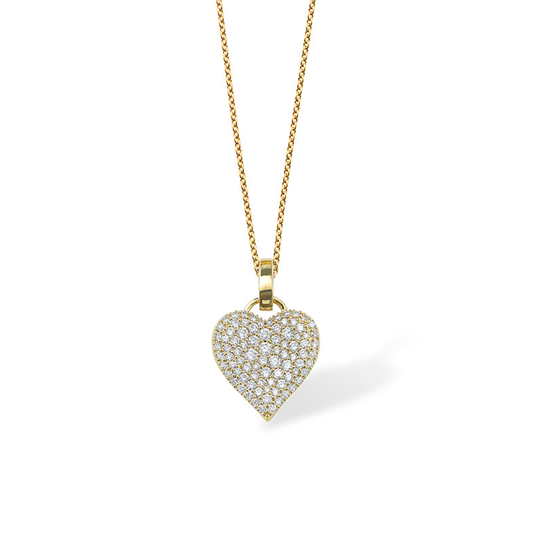 Fortune diamond pave heart in 14ct yellow gold