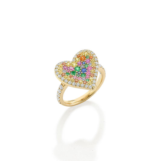 Fortune Rainbow Pave Heart Ring