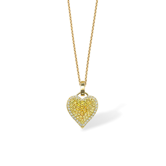 Fortune Yellow Sapphire Pave Heart
