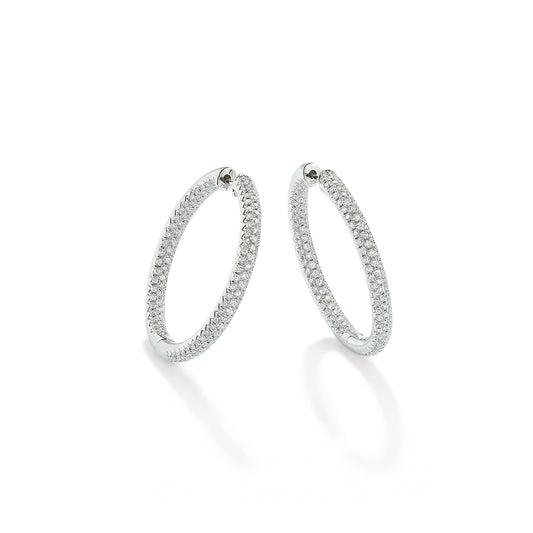 Disco Hoop Earrings Diamond White
