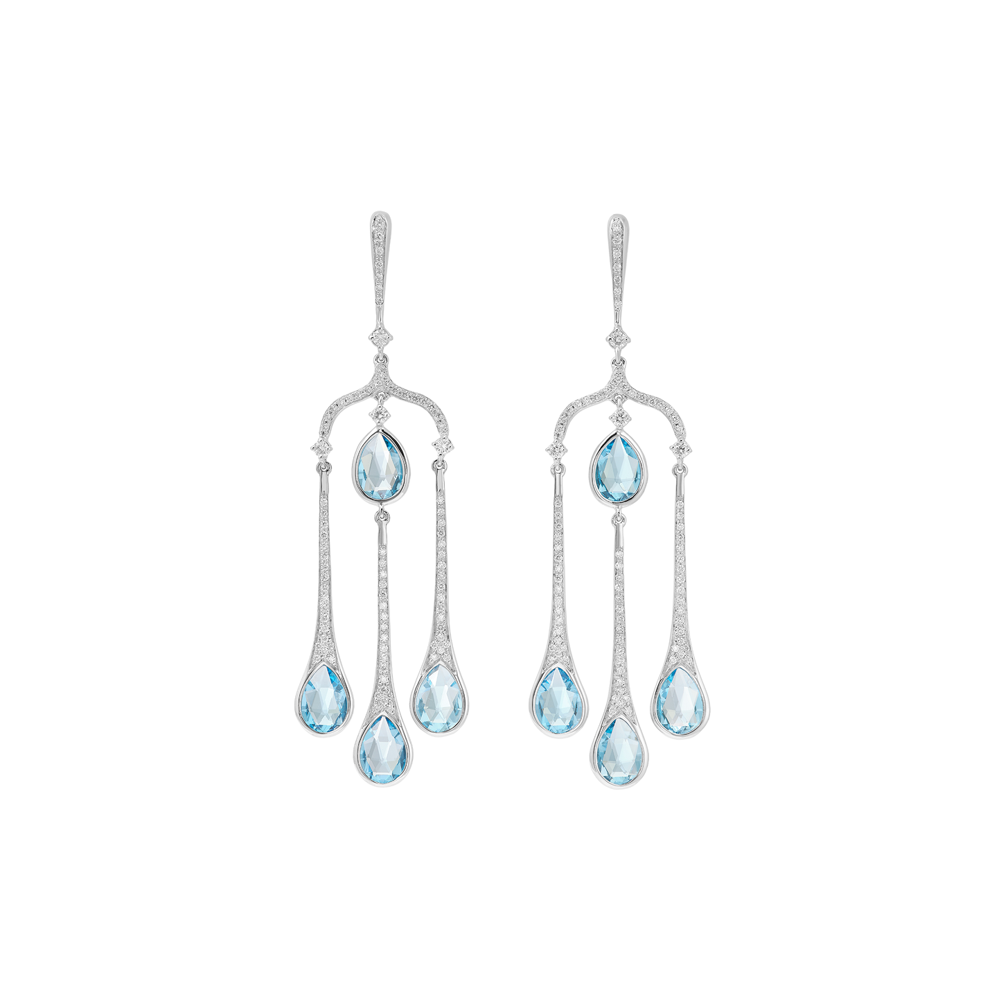 Gloria Blue Topaz And Diamond Drop Earrings