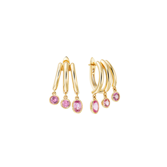 Treble Drop Pink Sapphire Earrings