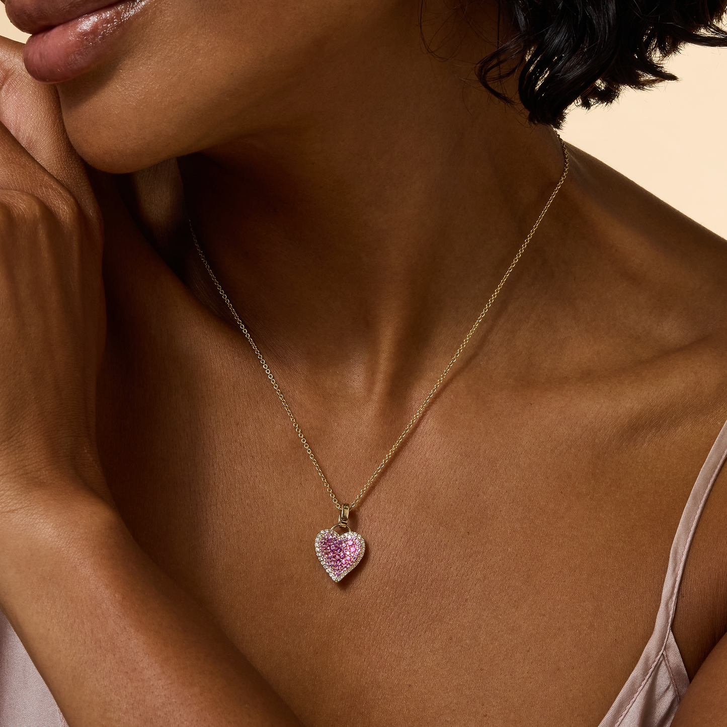 Fortune Pink Sapphire Pave Heart