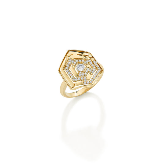 Labyrinth Hexagon Ring