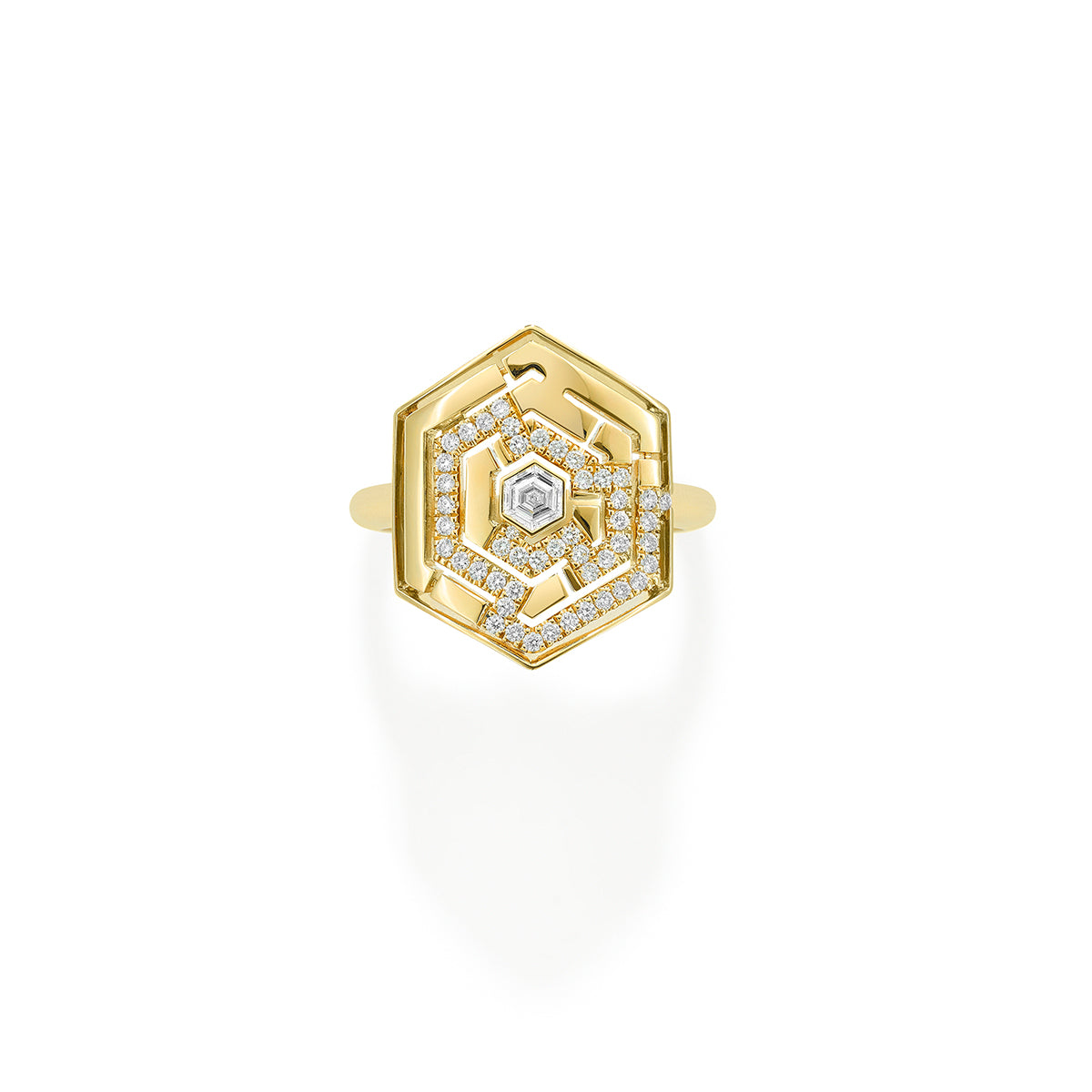 Labyrinth Hexagon Ring