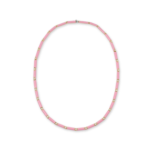 Nirvana Pink Enamel Diamond Necklace