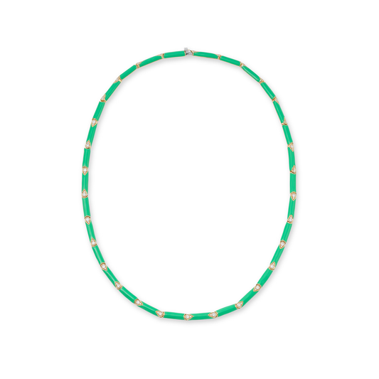 Nirvana Green Enamel Diamond Necklace