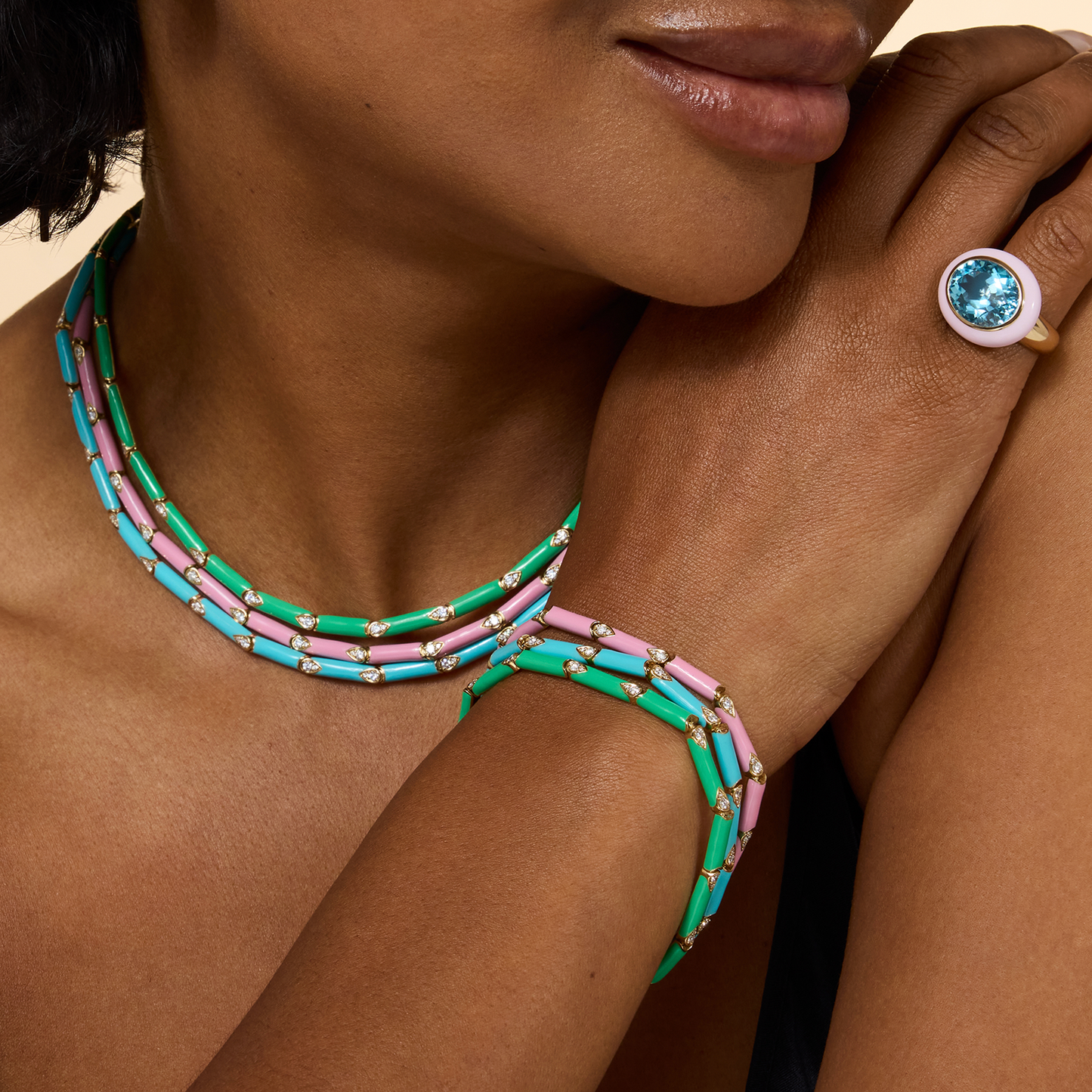 Nirvana Green Enamel Diamond Necklace