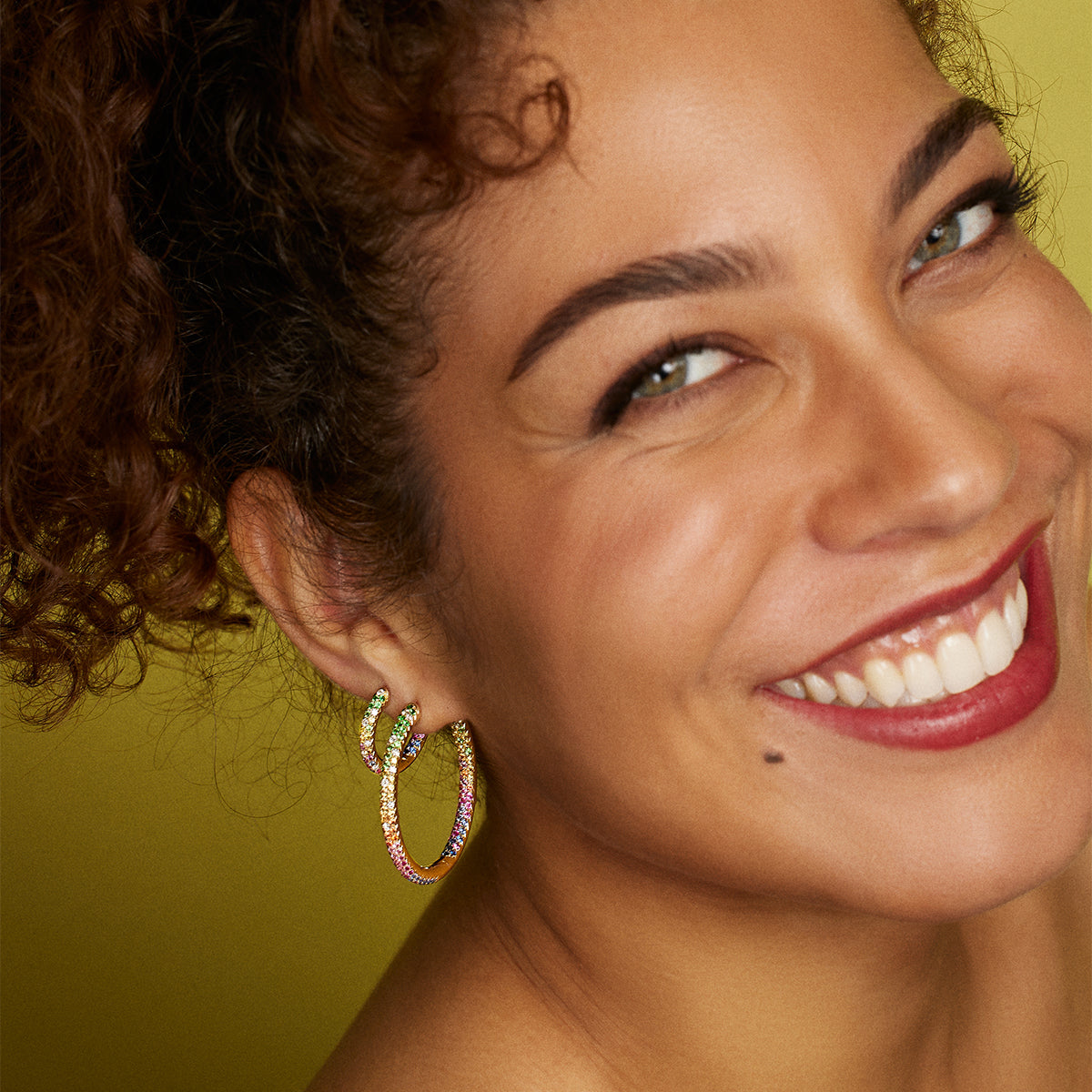 Disco Hoop Earrings Rainbow