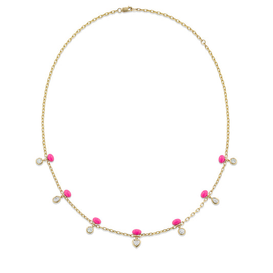 Sputnik Diamond Pink Enamel Necklace