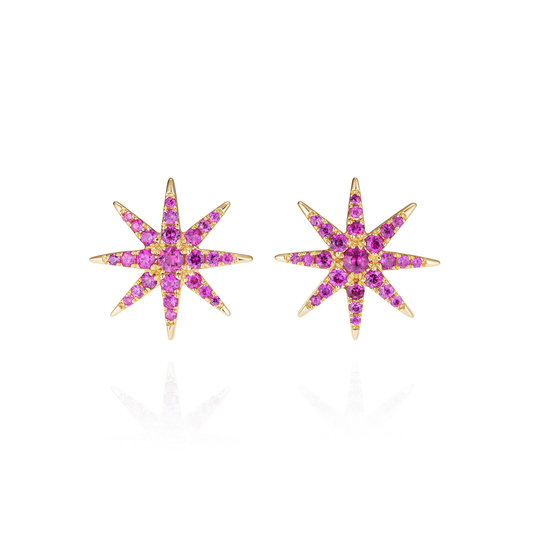 Tsar Star Pink Sapphire Stud Earrings
