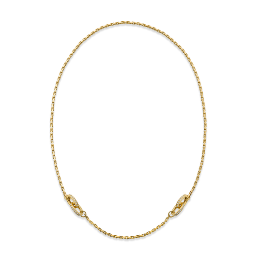 Box Chain with Double Diamond Clasps