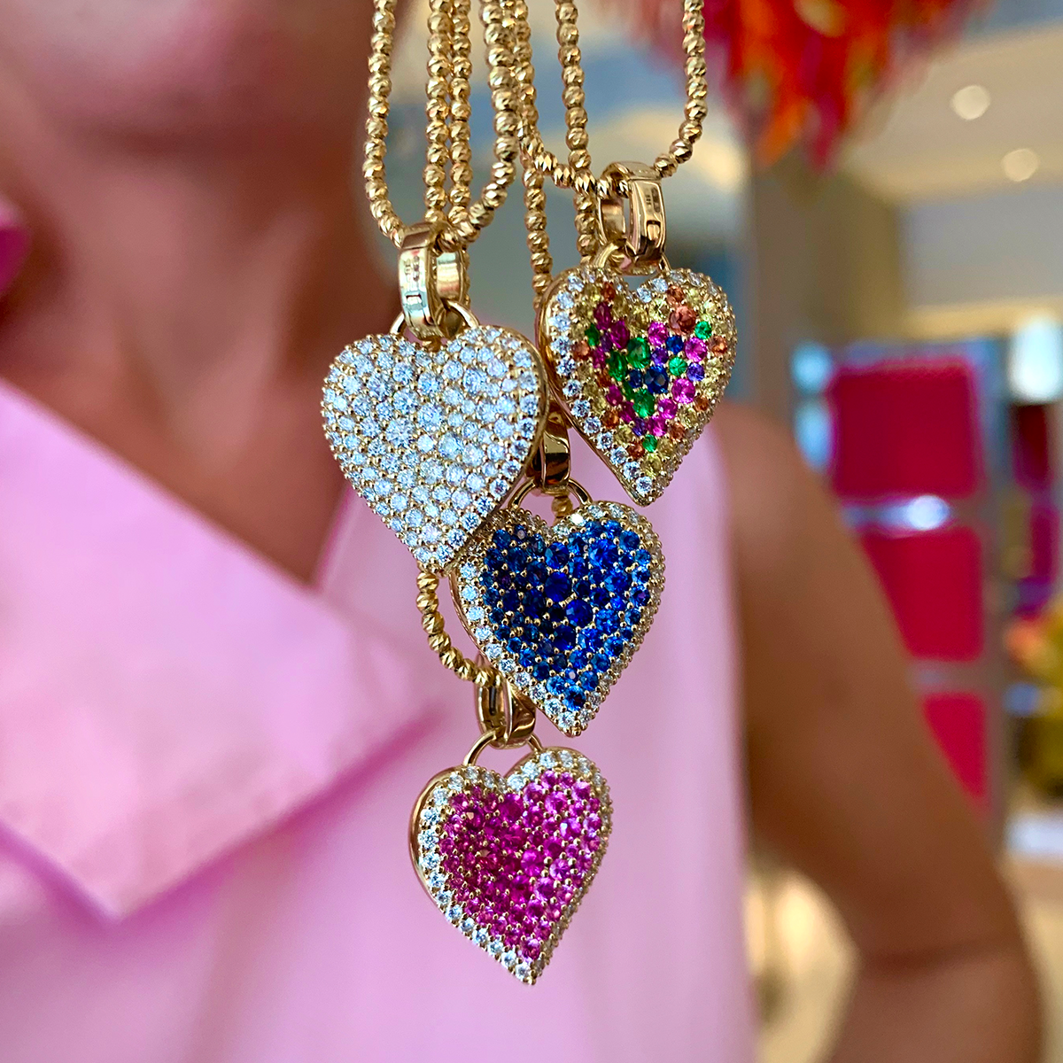 Fortune Blue Sapphire Pave Heart