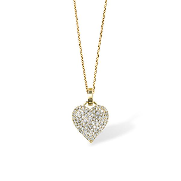 Fortune diamond pave heart in 14ct yellow gold – Robinson Pelham