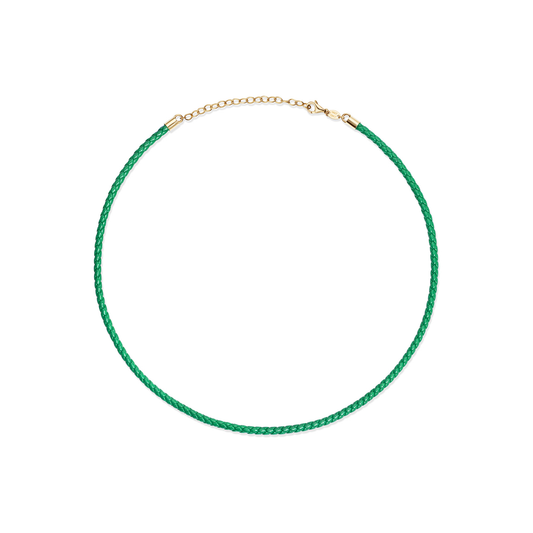 Leather Cord Necklace Green