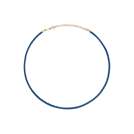 Leather Cord Necklace Blue