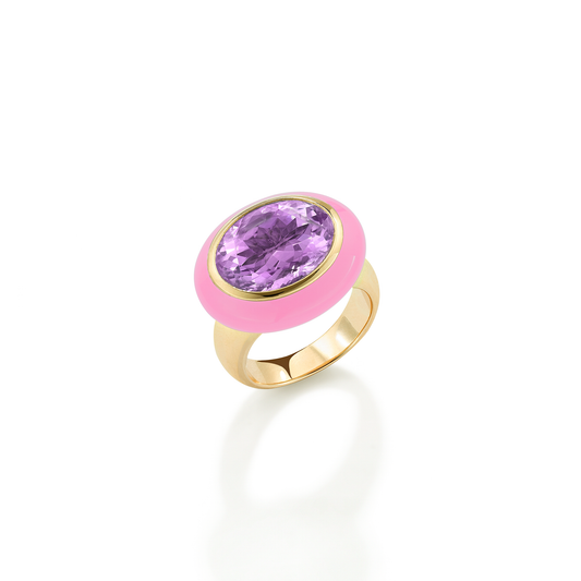 Arena Amethyst and Light Pink Enamel Ring