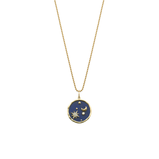 Star And Moon Lapis Pendant