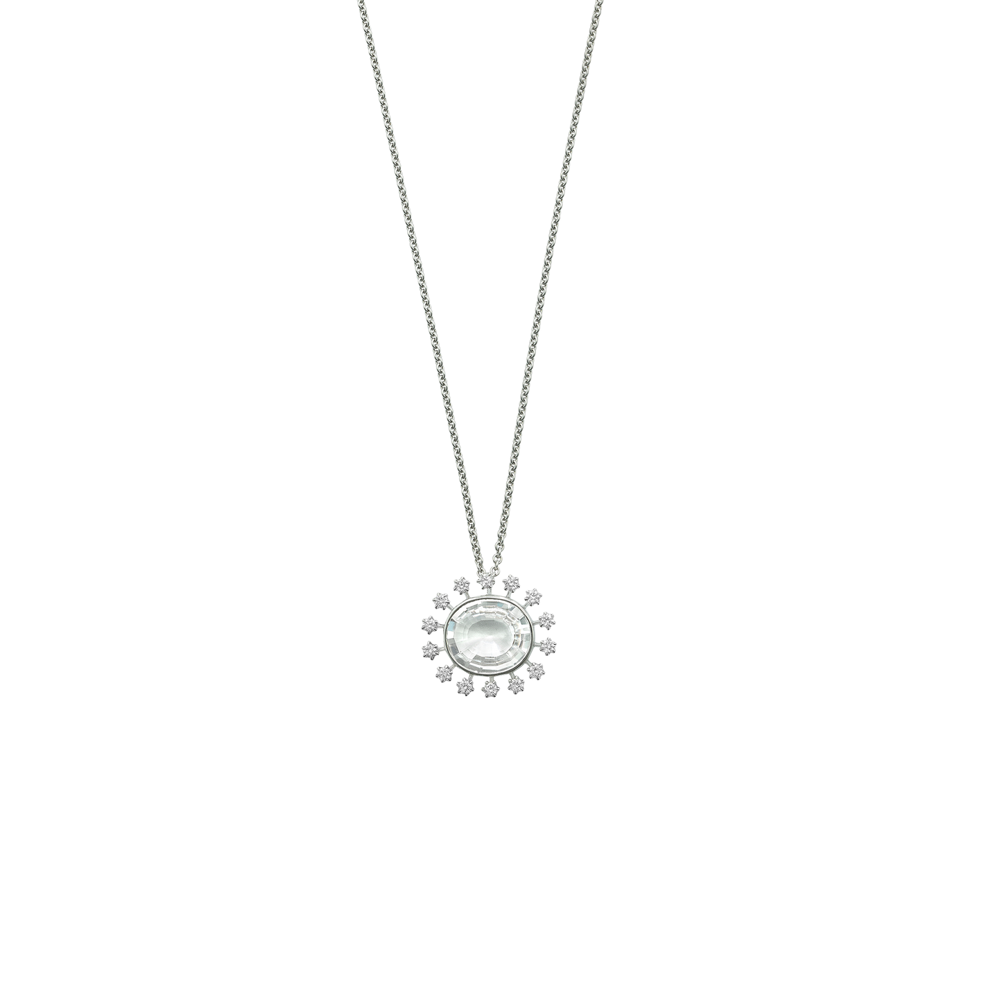 Daystar White Gold Diamond Sun Pendant