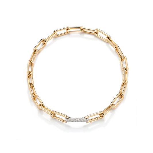 Short Identity Necklace With Diamond Bar