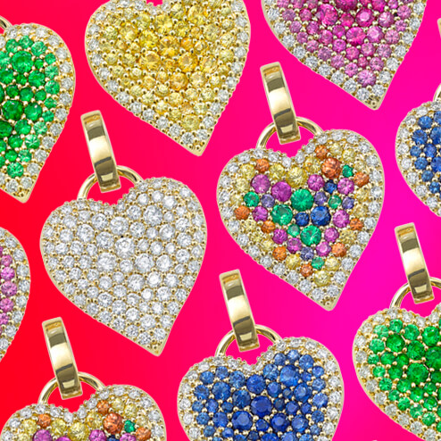Rainbow heart shaped jewellery designs